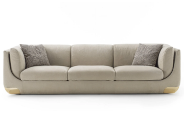 BRAVERY - 3 seater leather and fabric sofa by Longhi - view 2