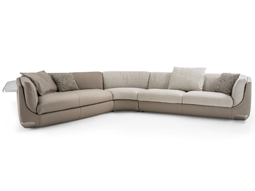 BRAVERY - Corner leather and fabric sofa by Longhi - view 2