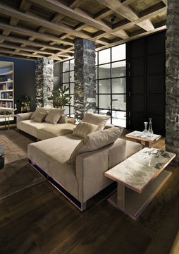 FOLD - Modular leather sofa with chaise longue by Longhi - view 3