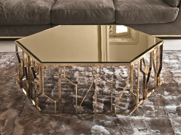 GINZA - Hexagonal mirrored glass coffee table by Longhi - view 2