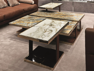 LAYER - Rectangular marble coffee table by Longhi - view 2