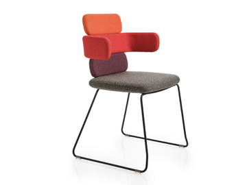 CLUSTER - Sled base fabric chair with armrests by Luxy - view 2