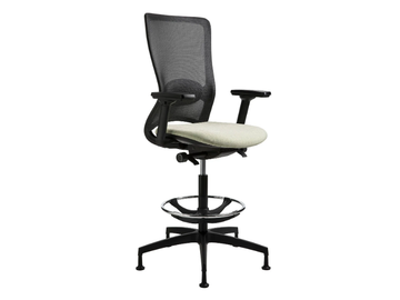 POP - Height-adjustable mesh office stool with 5-Spoke base with footrest by Luxy - view 2