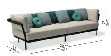 FLOWS - 3 seater fabric sofa by MANUTTI - view 3