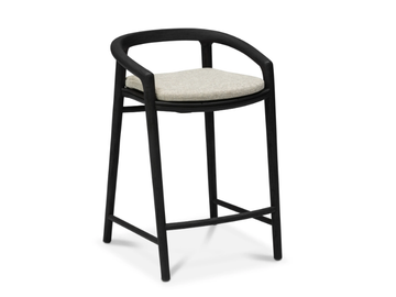 SOLID - High teak stool with back by MANUTTI - view 2