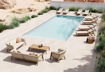 SUNRISE - Teak and fabric sun lounger by MANUTTI - view 3