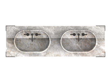 GRADINA - Console double Fior di Pesco Carnico marble washbasin by MARGRAF - view 2