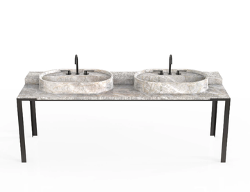 GRADINA - Console double Fior di Pesco Carnico marble washbasin by MARGRAF - view 3