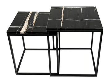 EOS COUPLE - Square Sahara Noir marble coffee table by MILLE997 - view 3