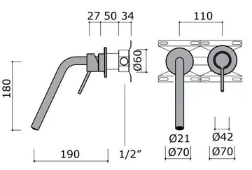 CORSIVO 11419 - Wall-mounted stainless steel washbasin mixer by MINA - view 3