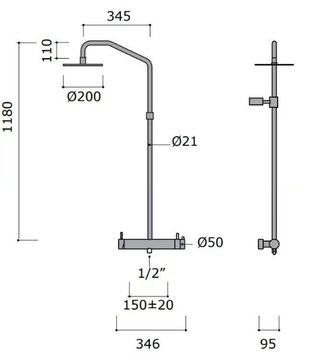 CORSIVO 11TH340-55100-0711-G6F - Wall-mounted thermostatic stainless steel shower panel with overhead shower by MINA - view 3