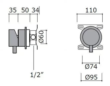 DIMENSIONE74 5100 - Wall-mounted stainless steel remote control tap by MINA - view 3
