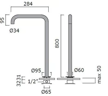 DIMENSIONE74 6734T - Floor standing bathtub spout by MINA - view 3