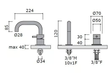 STIRIANA 6580 - Stainless steel bathtub set with hand shower by MINA - view 3