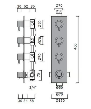 STIRIANA 66P4 - Stainless steel shower tap with plate by MINA - view 3