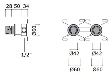 SYNTH 4900+0426+0700+G6F - 3 hole stainless steel shower mixer with hand shower by MINA - view 3