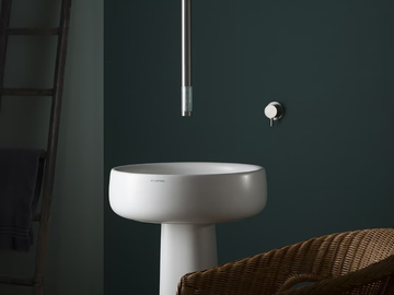 REVITRUM 12534-6100 - 2 hole ceiling mounted single handle Glass and Stainless Steel washbasin mixer by MINA - view 2
