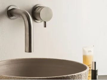 DIMENSIONE74 - 2 hole wall-mounted stainless steel washbasin mixer with aerator by MINA - view 2