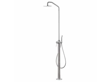 CORSIVO 11802711T - Floor standing stainless steel shower panel with diverter with overhead shower by MINA - view 2