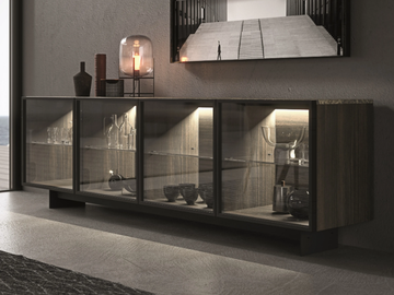 FLOAT - Wood and glass sideboard with integrated lighting by MODULNOVA - view 2