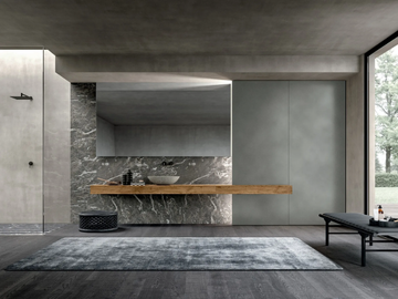 BLADE - Tall natural stone bathroom cabinet with integrated lighting by MODULNOVA - view 2