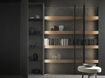 BRERA - Wooden bookcase with built-in lights by MODULNOVA - view 2