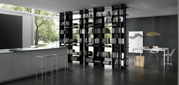 BLADE - Double-sided floor-ceiling mounted eucalyptus bookcase by MODULNOVA - view 3