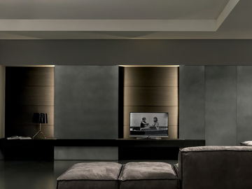 BLADE - Oak storage wall with integrated lighting by MODULNOVA - view 2
