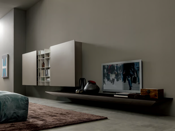 BLADE - Wall-mounted wooden and aluminum TV wall system by MODULNOVA - view 2
