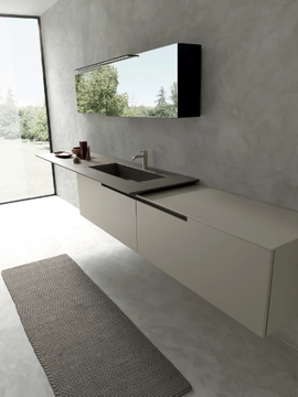 CROSS - Single wall-mounted wooden vanity unit with integrated washbasin by MODULNOVA - view 3