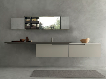 CROSS - Single wall-mounted wooden vanity unit with integrated washbasin by MODULNOVA - view 2