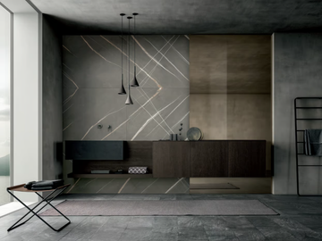 MH6 - Single wall-mounted oak vanity unit with integrated washbasin by MODULNOVA - view 2