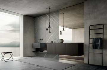 MH6 - Single wall-mounted oak vanity unit with integrated washbasin by MODULNOVA - view 3