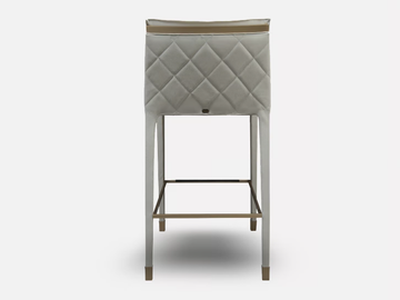 CUBÉ - High upholstered leather stool with back by MORADA - view 3