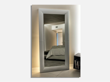 MASTER PIECE - Freestanding rectangular framed leather mirror by MORADA - view 3