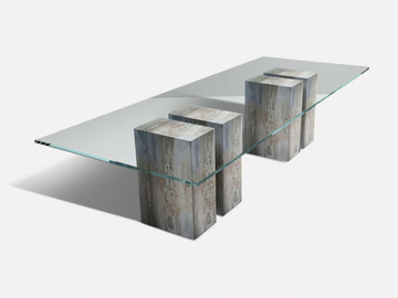 PETRA PILLAR - Rectangular wood and glass dining table by MORADA - view 3