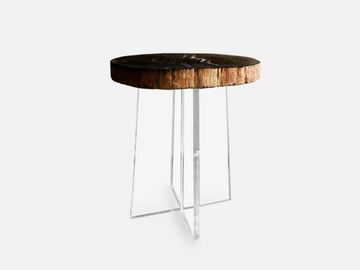 PETRA SLICE - Round acrylic and wooden side table by MORADA - view 2