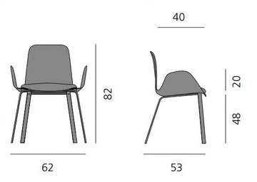 PEC - Upholstered leather chair with armrests by MORE - view 3