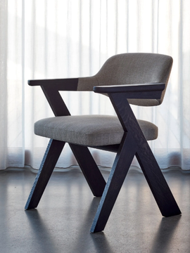 YAN - Upholstered wooden chair with armrests by MORE - view 3