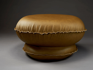 INFLATABLE LEATHER - Inflatable round leather pouf by MOVIMENTO - view 2