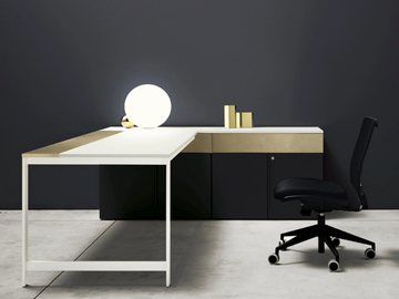 K-WORD - L-shaped office desk with shelves by Manerba - view 3