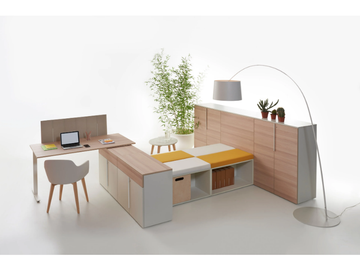 T-LEG - L-shaped office desk with drawers by Manerba - view 3