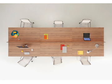 T-LEG - Multiple wooden office desk with desk screens by Manerba - view 3