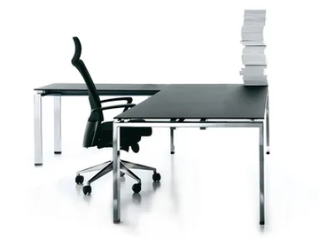 CLICK - L-shaped satin glass office desk by Manerba - view 2