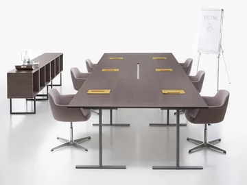 T-LEG - Rectangular meeting table with cable management by Manerba - view 2