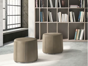DODO - Upholstered leather pouf with removable lining by Marac - view 2