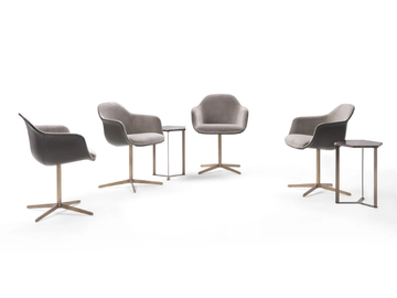 CHIA SWIVEL - With 4-spoke base leather chair with armrests by Marelli - view 3