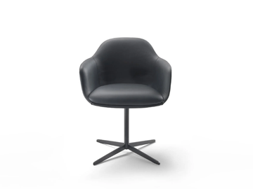 CHIA SWIVEL - With 4-spoke base leather chair with armrests by Marelli - view 2