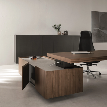 KYO - L-shaped rectangular wooden office desk with drawers by Martex - view 3
