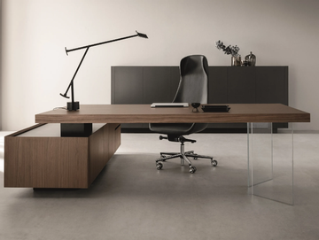KYO - L-shaped rectangular wooden office desk with drawers by Martex - view 2
